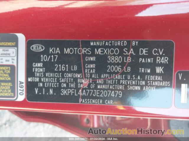 KIA FORTE S, 3KPFL4A77JE207479