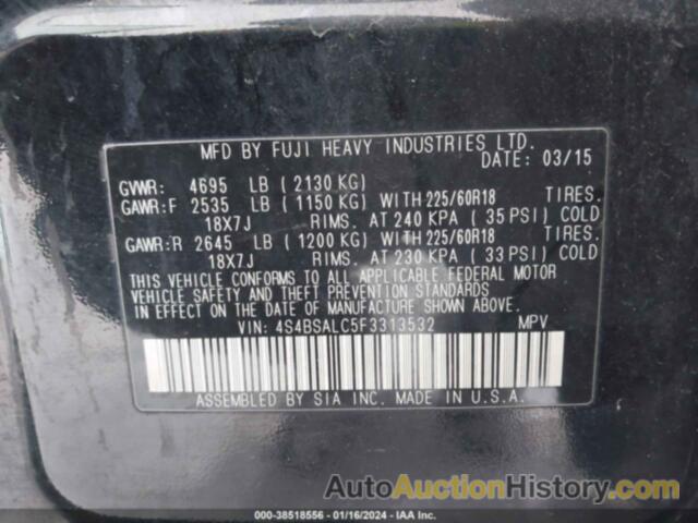 SUBARU OUTBACK 2.5I LIMITED, 4S4BSALC5F3313532