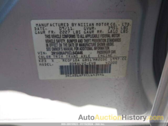 NISSAN SENTRA 2.0 SL, 3N1AB6APXCL643446