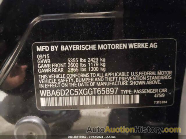 BMW 640I GRAN COUPE XDRIVE, WBA6D2C5XGGT65897