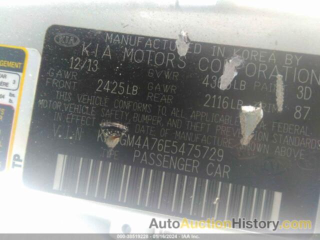 KIA OPTIMA LX, KNAGM4A76E5475729