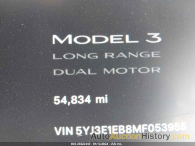 TESLA MODEL 3 LONG RANGE DUAL MOTOR ALL-WHEEL DRIVE, 5YJ3E1EB8MF053955