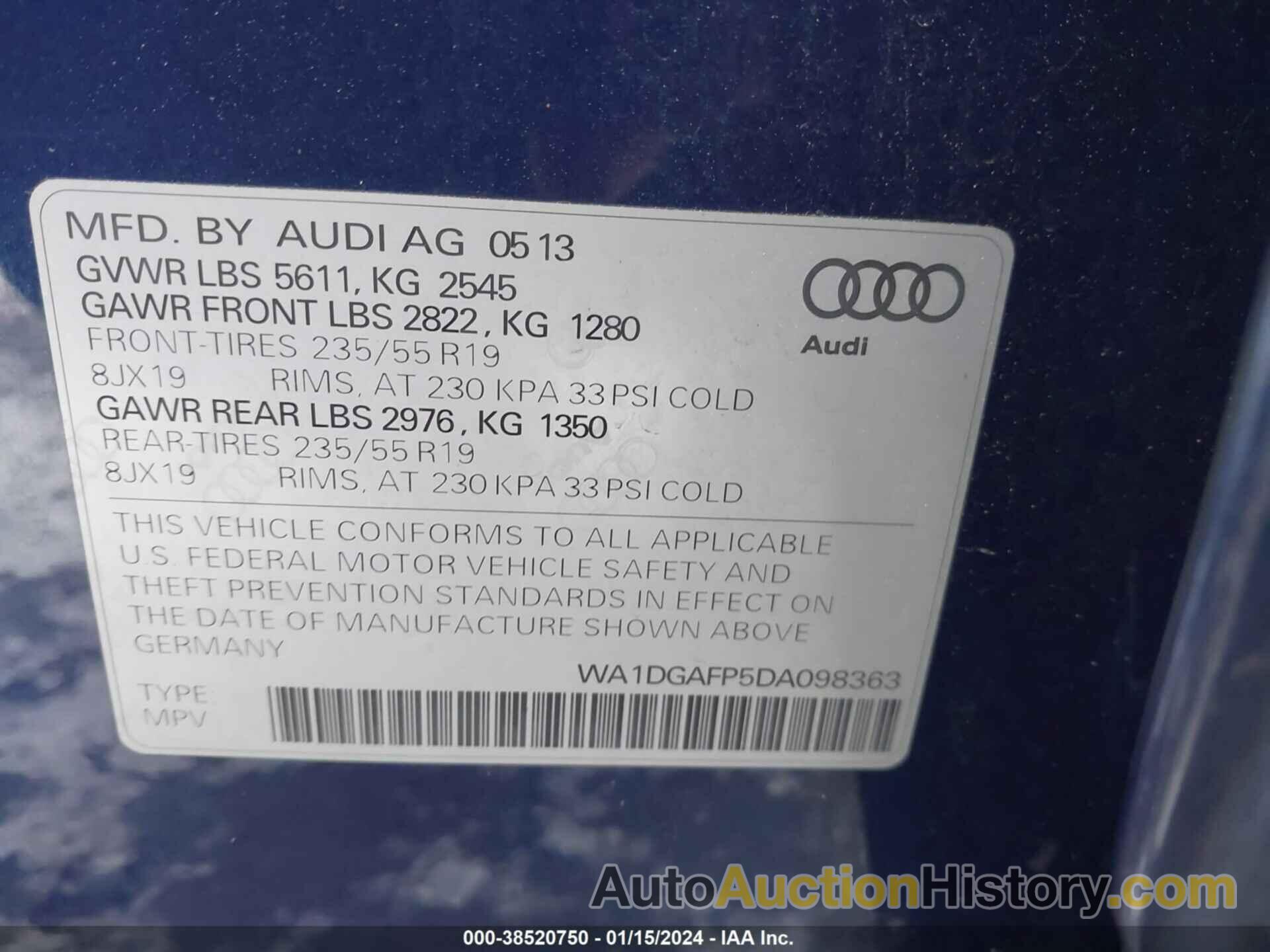 AUDI Q5 3.0T PREMIUM PLUS, WA1DGAFP5DA098363