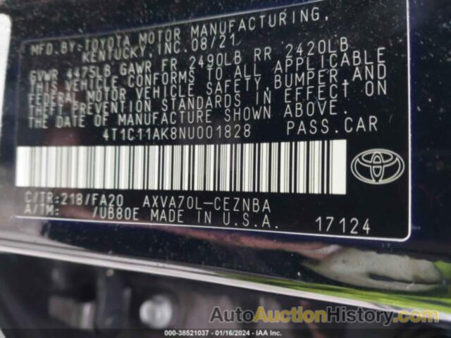 TOYOTA CAMRY LE, 4T1C11AK8NU001828