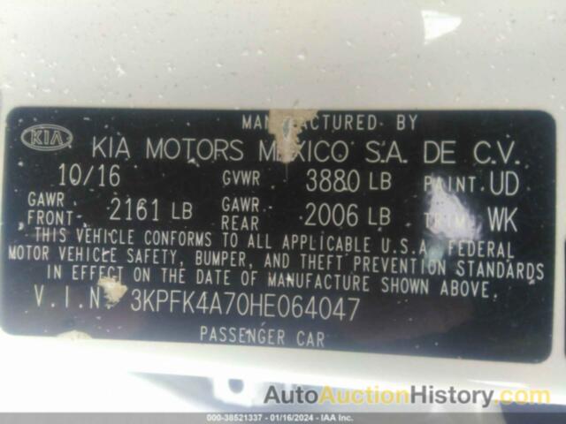 KIA FORTE LX, 3KPFK4A70HE064047