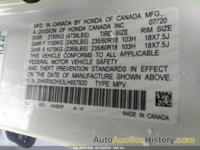 HONDA CR-V AWD EX, 2HKRW2H53LH657920
