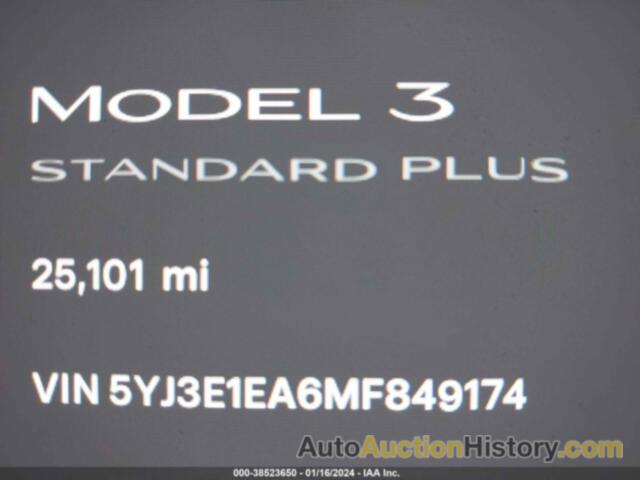 TESLA MODEL 3 STANDARD RANGE PLUS REAR-WHEEL DRIVE, 5YJ3E1EA6MF849174