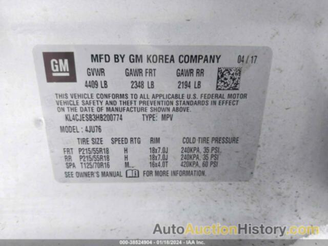 BUICK ENCORE PREFERRED, KL4CJESB3HB200774