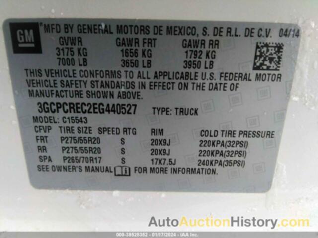 CHEVROLET SILVERADO 1500 1LT, 3GCPCREC2EG440527