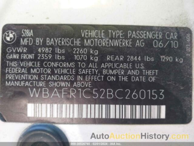 BMW 528I, WBAFR1C52BC260153