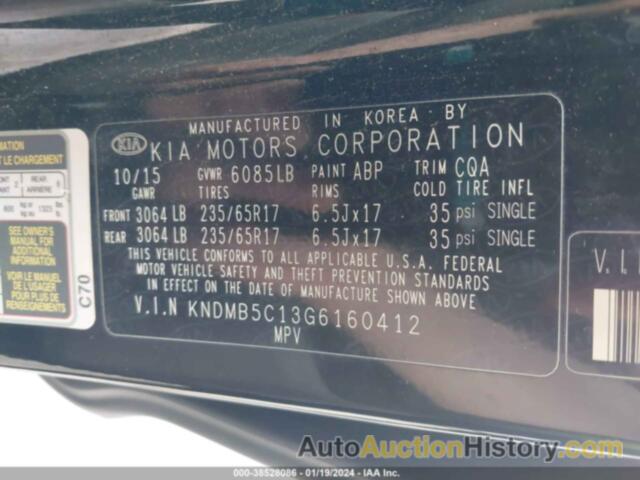 KIA SEDONA LX, KNDMB5C13G6160412