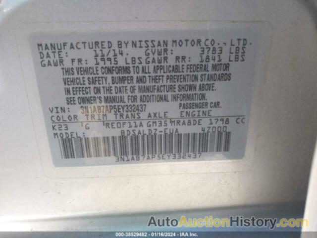 NISSAN SENTRA SV, 3N1AB7AP5EY332437