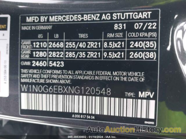 MERCEDES-BENZ AMG GLC 43 4MATIC, W1N0G6EBXNG120548