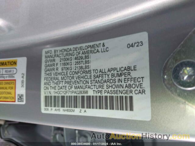 HONDA ACCORD HYBRID SPORT-L, 1HGCY2F71PA028398