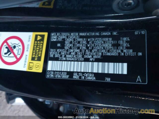 LEXUS RX 350, 2T2BK1BA6AC073309