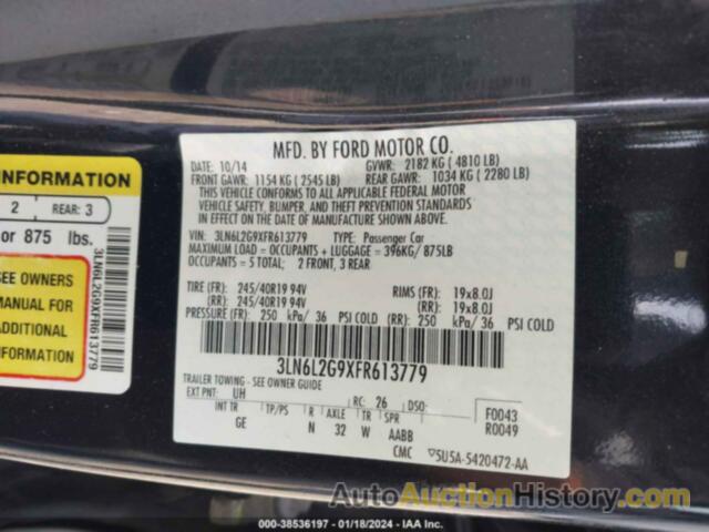 LINCOLN MKZ, 3LN6L2G9XFR613779