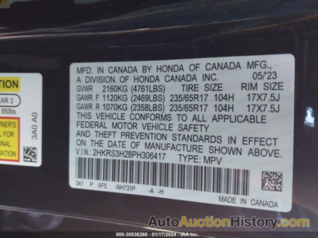 HONDA CR-V LX 2WD, 2HKRS3H28PH306417