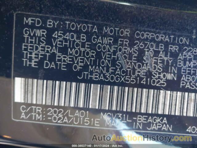 LEXUS ES 330, JTHBA30GX55141025