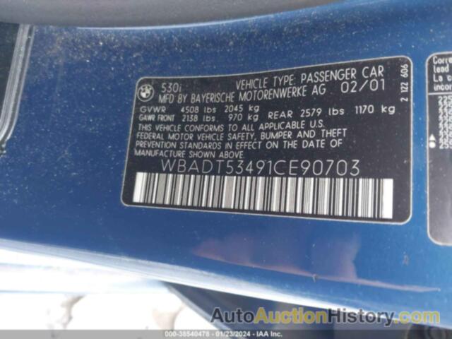 BMW 5 SERIES 530I, WBADT53491CE90703