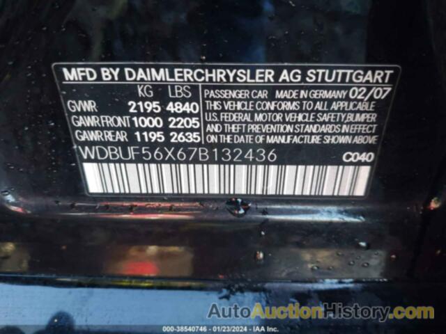 MERCEDES-BENZ E 350, WDBUF56X67B132436