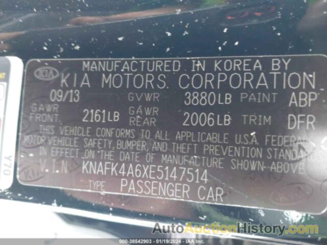 KIA FORTE LX, KNAFK4A6XE5147514