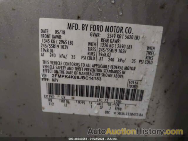 FORD EDGE TITANIUM, 2FMPK4K88JBC14183