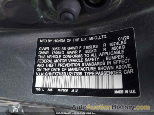 HONDA CIVIC LX, SHHFK7H32LU217338