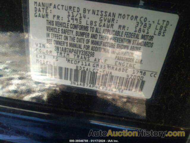 NISSAN SENTRA S, 3N1AB7AP4EY336298