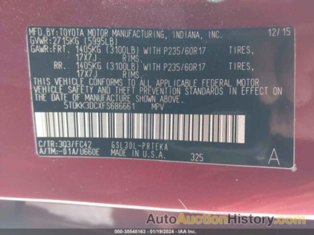 TOYOTA SIENNA LE 8 PASSENGER, 5TDKK3DCXFS686661