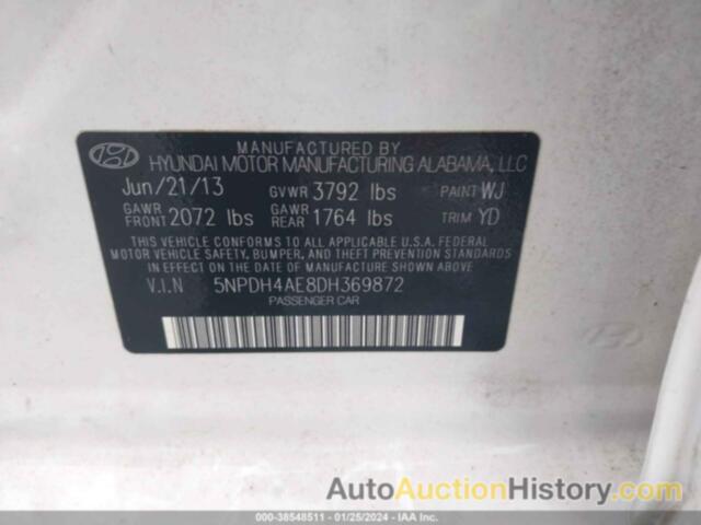 HYUNDAI ELANTRA GLS, 5NPDH4AE8DH369872