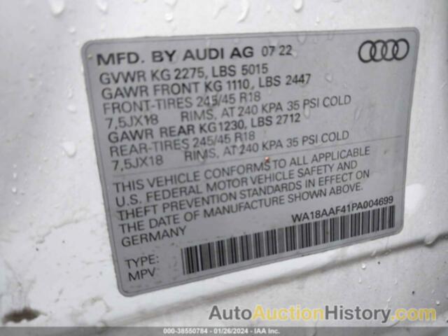 AUDI A4 ALLROAD PREMIUM PLUS 45 TFSI QUATTRO S TRONIC, WA18AAF41PA004699