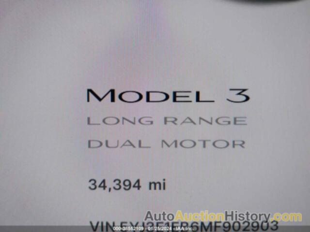 TESLA MODEL 3 LONG RANGE DUAL MOTOR ALL-WHEEL DRIVE, 5YJ3E1EB6MF902903