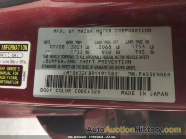 MAZDA MAZDA3 I, JM1BK32F891191583