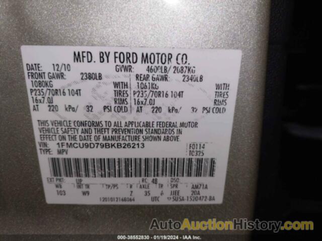 FORD ESCAPE XLT, 1FMCU9D79BKB26213
