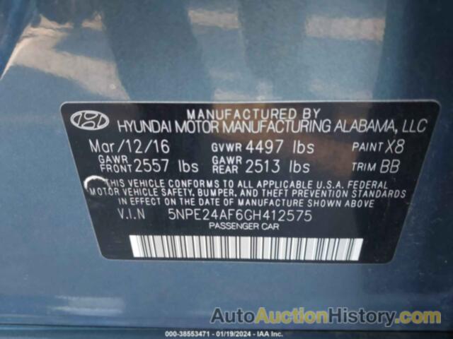 HYUNDAI SONATA SE, 5NPE24AF6GH412575