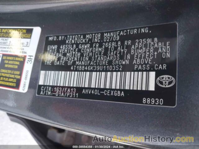 TOYOTA CAMRY HYBRID, 4T1BB46K39U110352