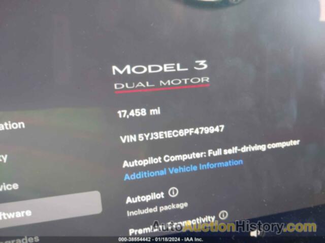 TESLA MODEL 3 PERFORMANCE DUAL MOTOR ALL-WHEEL DRIVE, 5YJ3E1EC6PF479947