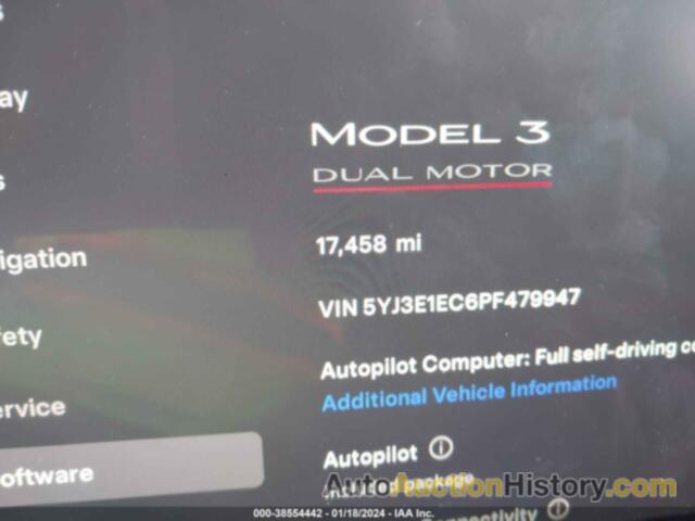 TESLA MODEL 3 PERFORMANCE DUAL MOTOR ALL-WHEEL DRIVE, 5YJ3E1EC6PF479947