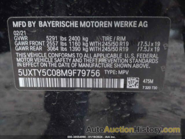 BMW X3 XDRIVE30I, 5UXTY5C08M9F79756