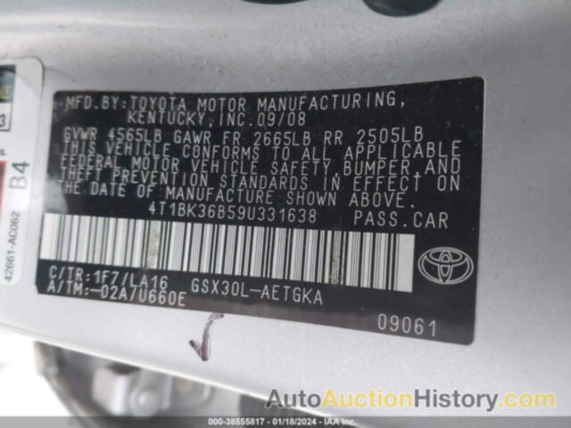 TOYOTA AVALON XLS, 4T1BK36B59U331638