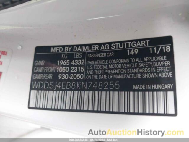 MERCEDES-BENZ CLA 250, WDDSJ4EB8KN748255