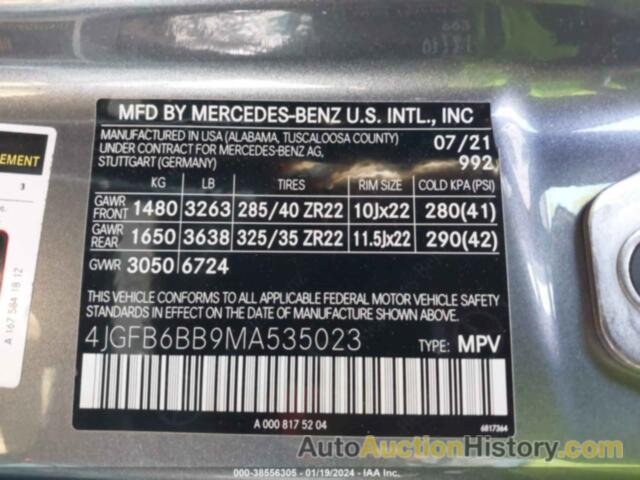MERCEDES-BENZ AMG GLE 53 4MATIC, 4JGFB6BB9MA535023