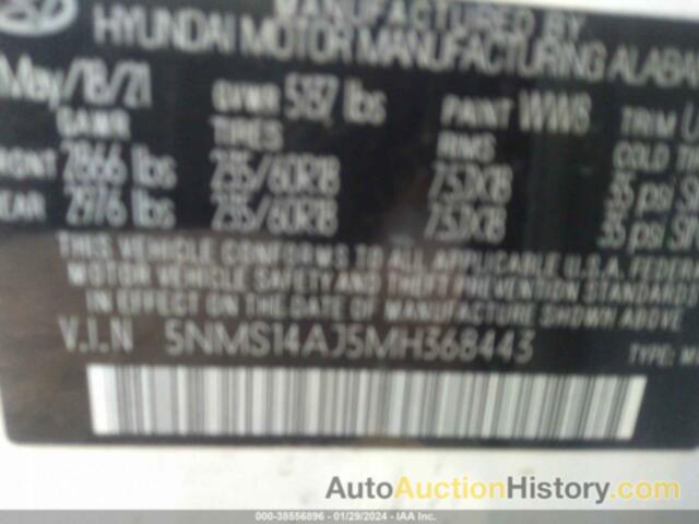 HYUNDAI SANTA FE SE, 5NMS14AJ5MH368443