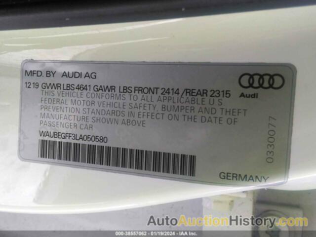 AUDI A3 PREMIUM 45 TFSI S LINE QUATTRO S TRONIC, WAUBEGFF3LA050580