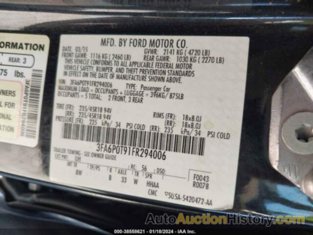 FORD FUSION SE, 3FA6P0T91FR294006