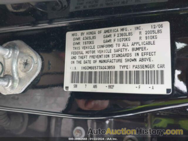 HONDA ACCORD SDN EX-L, 1HGCM66577A043859