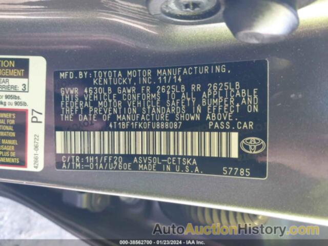 TOYOTA CAMRY SE, 4T1BF1FK0FU888087