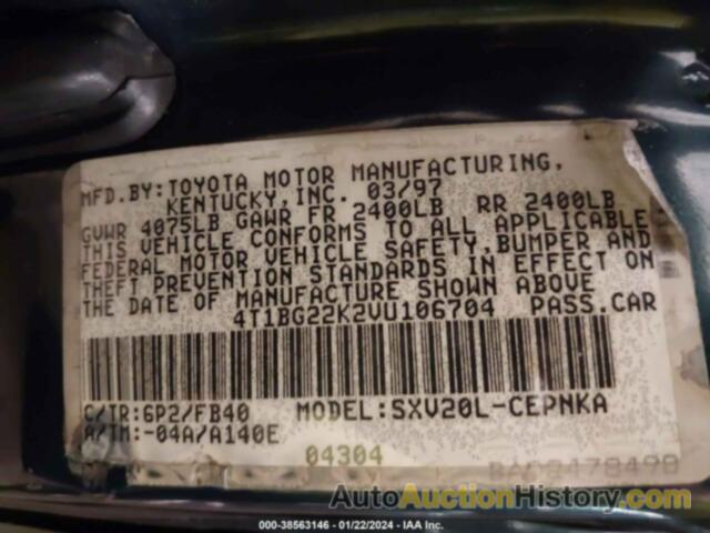 TOYOTA CAMRY CE/LE/XLE, 4T1BG22K2VU106704