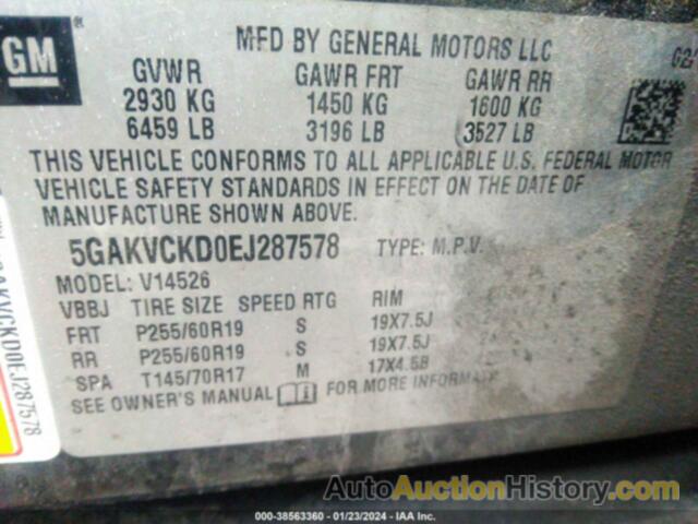 BUICK ENCLAVE PREMIUM, 5GAKVCKD0EJ287578