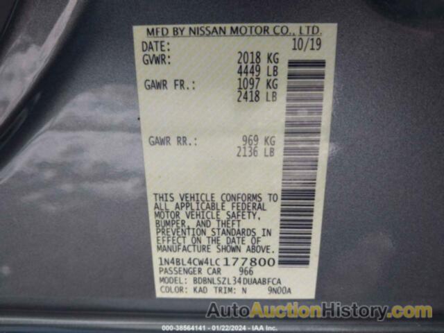 NISSAN ALTIMA SR INTELLIGENT AWD, 1N4BL4CW4LC177800